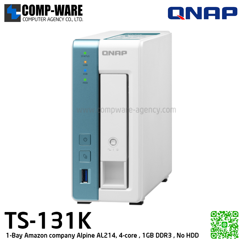 QNAP NAS (1-Bay) TS-131K (1GB DDR3 RAM) AnnapurnaLabs Quad-Core , No HDD // 2Y Warranty