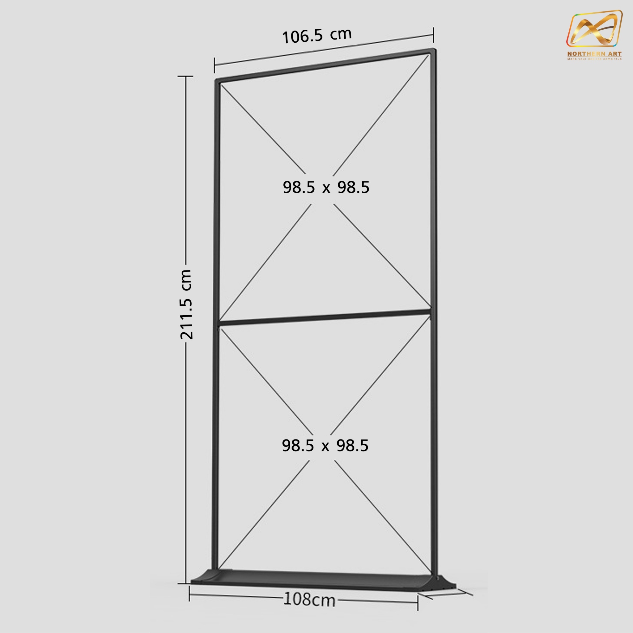 ป้ายตั้งพื้น รุ่นแขวน แบบ 2 เฟรม ฐานพลาสติกขึ้นรูป ขนาด 100x200 ซม. โครงเหล็กสีดำพร้อมขอแขวน 4 มุม ถอดประกอบได้ เคลื่อนย้ายสะดวก