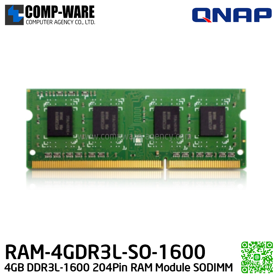 QNAP RAM Module 4GB DDR3L-1600 204Pin RAM Module SODIMM (1Y Warranty) RAM-4GDR3L-SO-1600