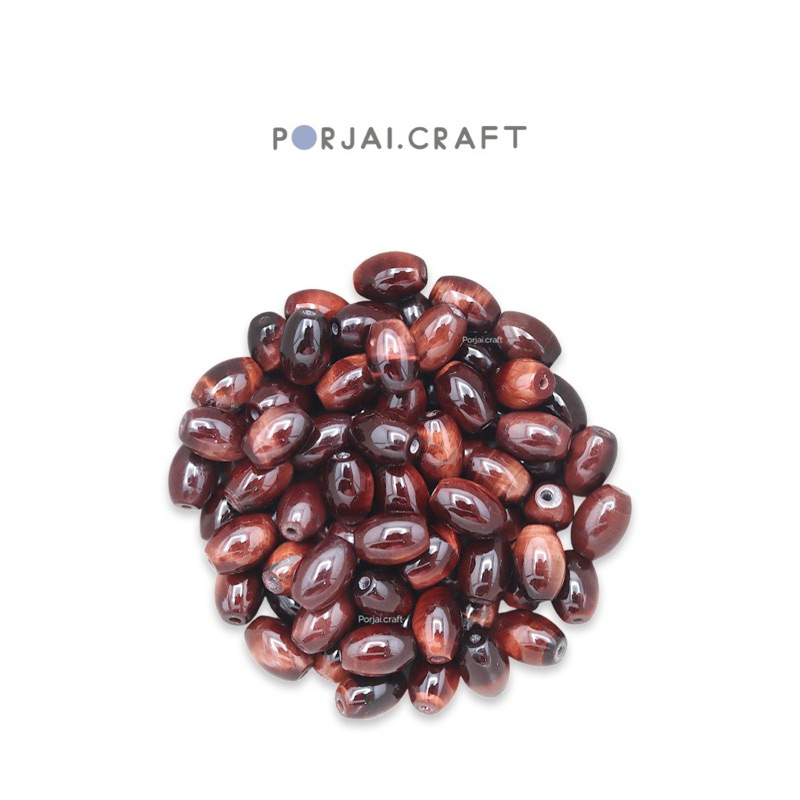 Red Tiger Eye Mini Barrel Beads ลูกปัดเรดไทเกอร์อาย 9mm