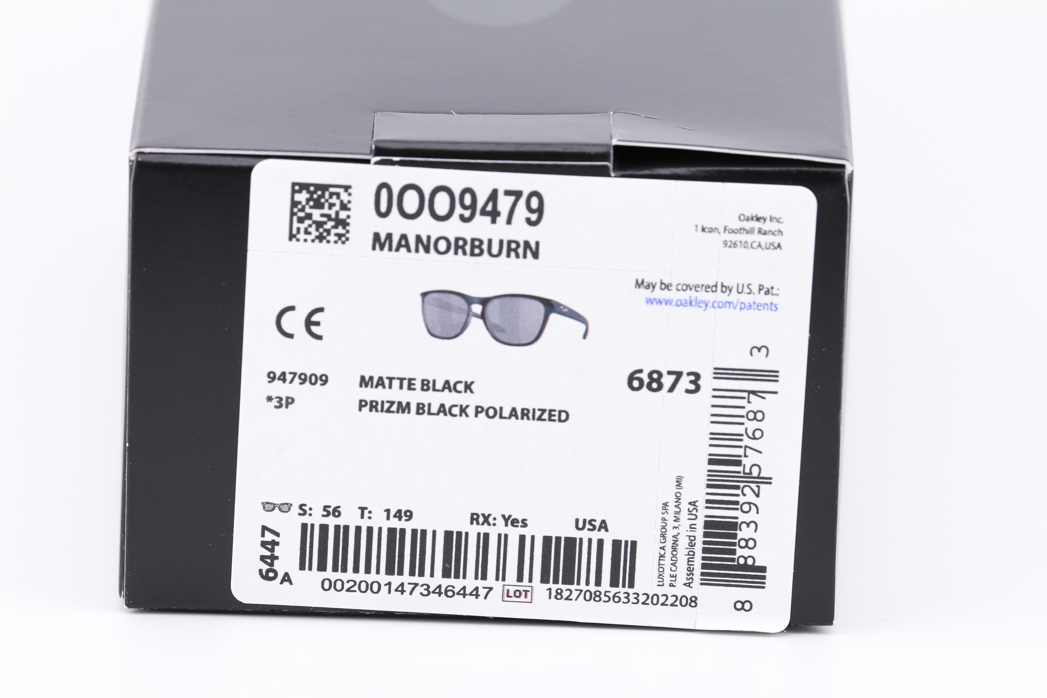 Oakley MANORBURN Matte Black/Prizm Black Polarized SKU#OO9479-09
