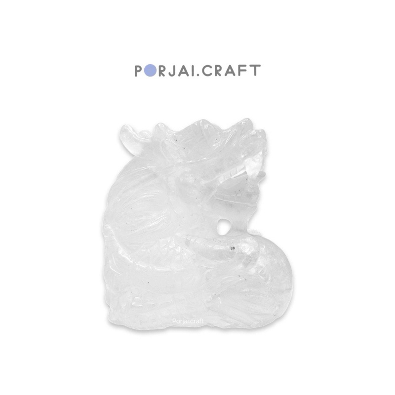 Clear Quartz Dragon Carving ควอตซ์ใสแกะสลักรูปมังกร 10.6cm