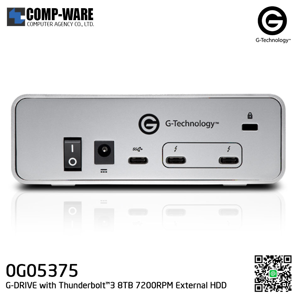 G-Technology G-DRIVE with Thunderbolt™3 8TB 7200RPM External Hard Drive Silver - 0G05375