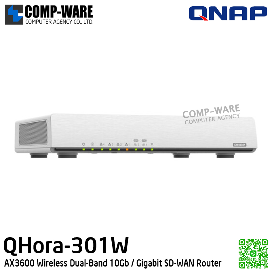 QNAP QHora-301W AX3600 Wireless Dual-Band 10Gb / Gigabit SD-WAN Router / 2Year Warranty