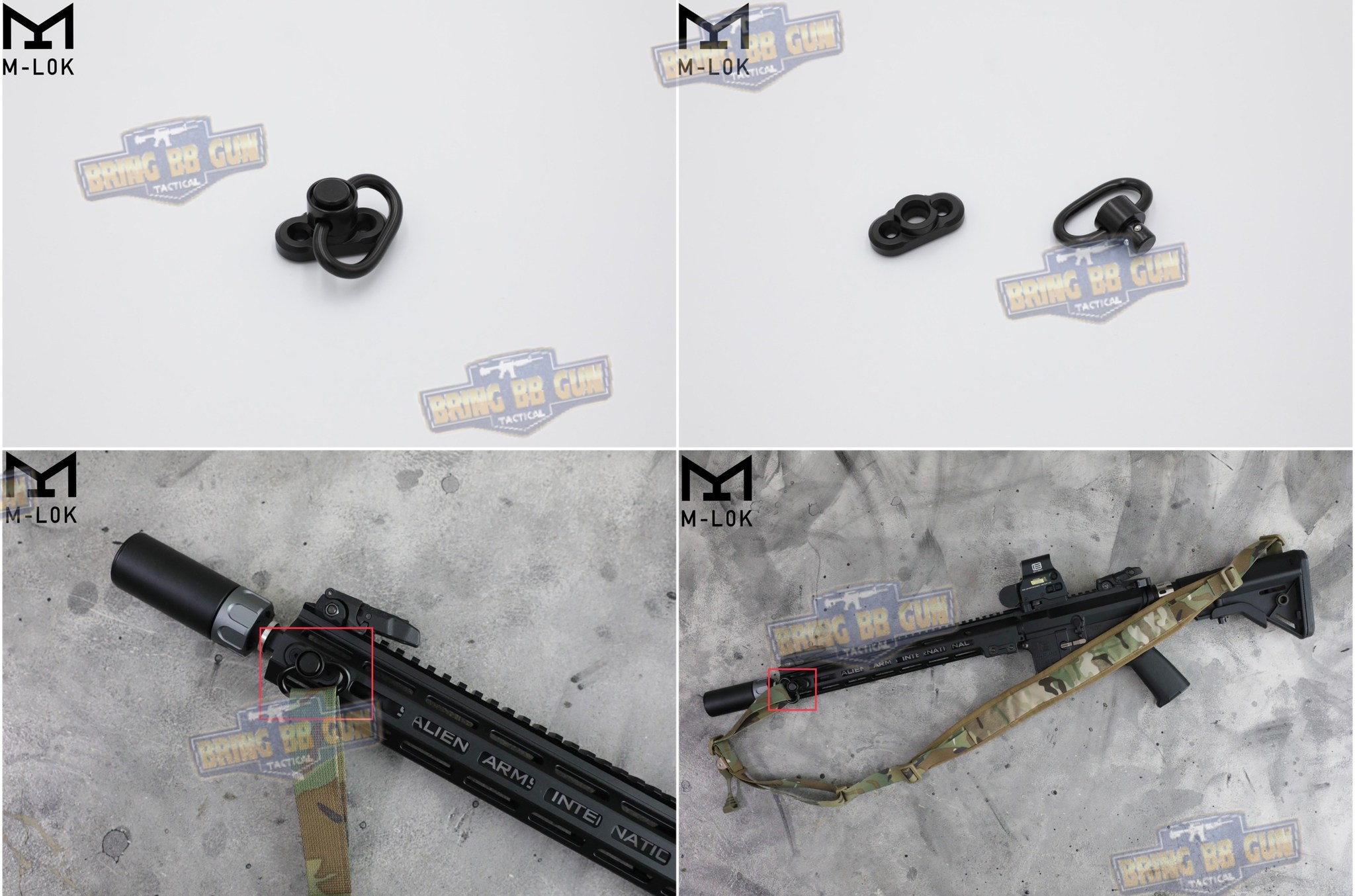 แป้นหูกวินจับราง M-Lok + หูกวิน (ชุดหูกระวินปลดไว ราง M-Lok) (System Quick Demolition) (ใช้ได้กับชุดหน้าระบบราง M-Lok เท่านั้น)