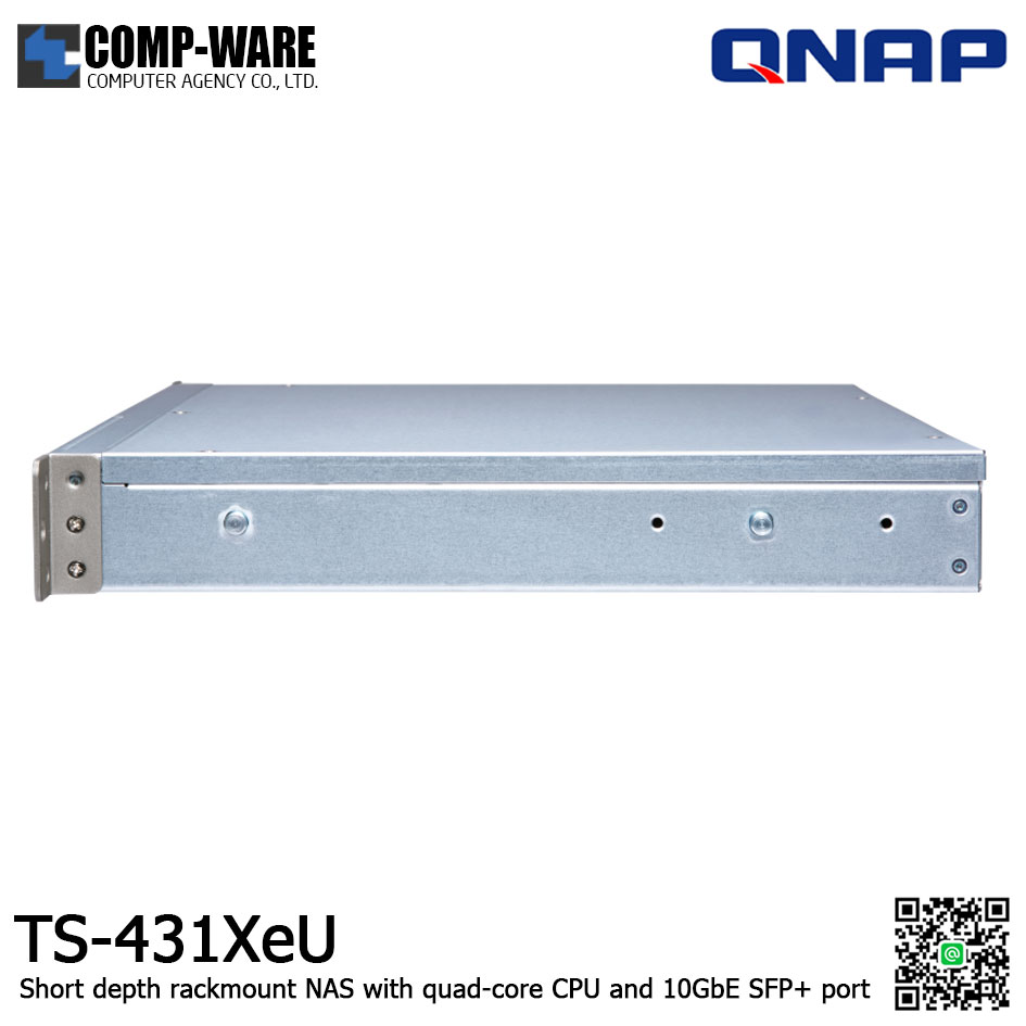 QNAP NAS (1U 4-Bay) TS-431XeU / Annapurna Labs Alpine AL-314 / 8GB RAM / 2x GbE , 1x 10GbE SFP+ / Single Power Supply / Rail Kit RAIL-B02 / No HDD / 3Y Warranty / TS-431XeU-8G