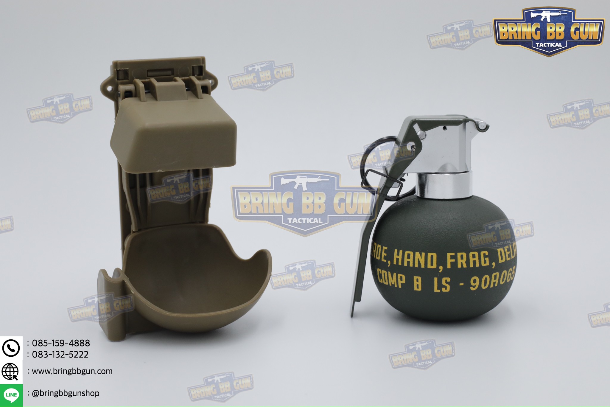 ระเบิดมือ M67 แบบ Dummy + M67 Grenade Pouch (ระเบิดมือลูกเกลี้ยง + ซองใส่ระเบิดมือแบบปลดไว) (M67 Grenade) (Fragmentation Hand Grenade) (Gernade Pouch) (Quick Release Grenade Pouch)