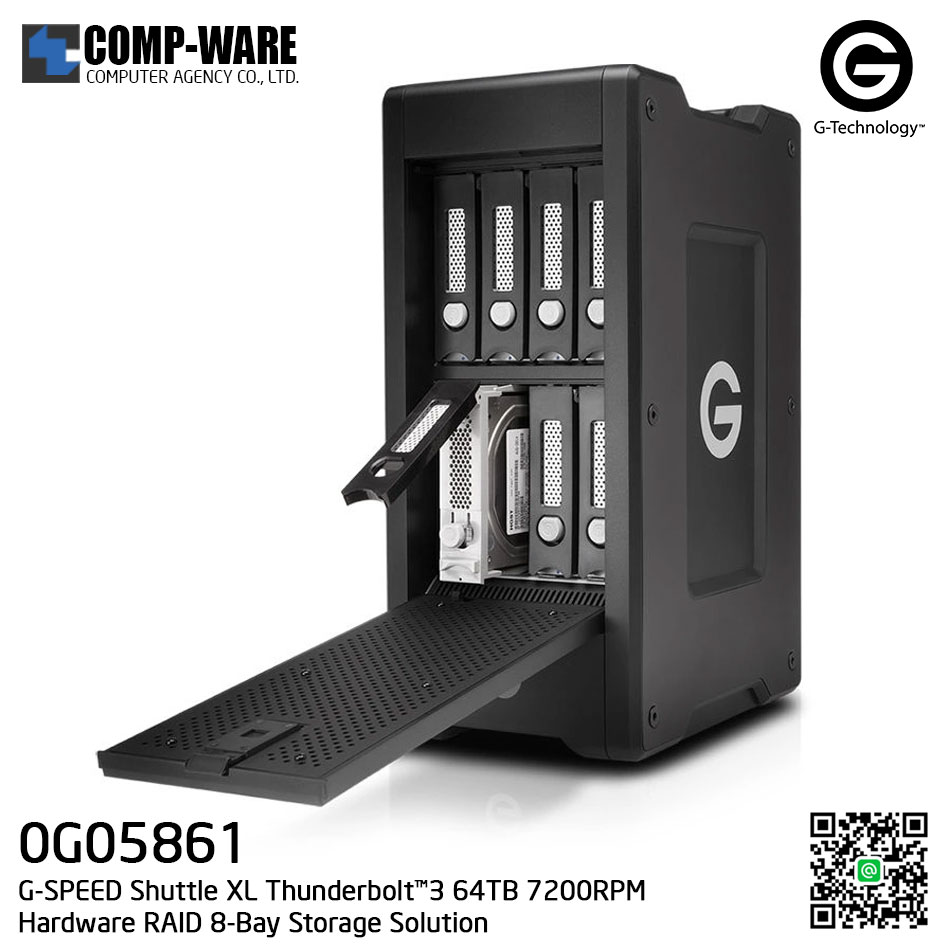 G-Technology G-SPEED Shuttle XL Thunderbolt™3 64TB 7200RPM Hardware RAID 8-Bay Storage Solution - 0G05861
