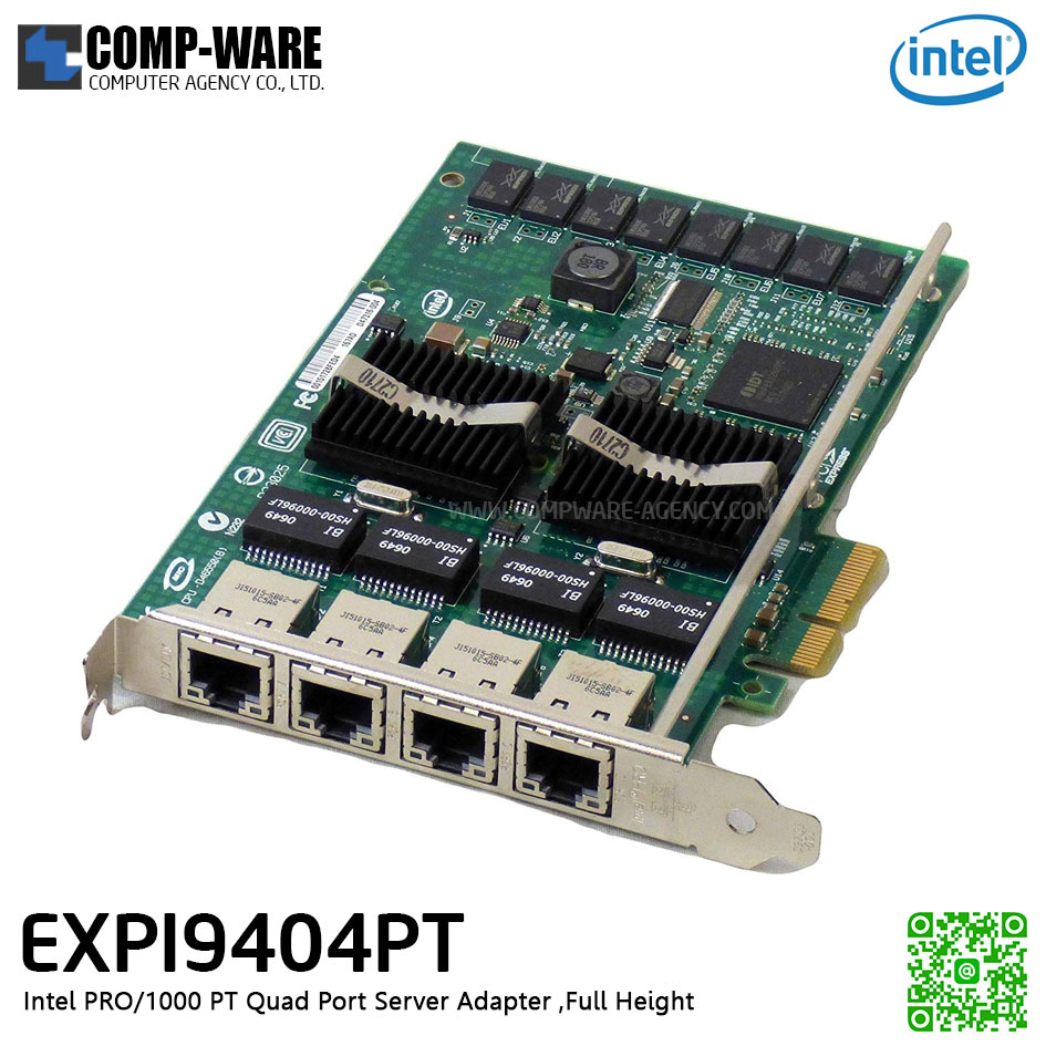 Intel PRO/1000 PT Quad Port Full Height Server Adapter (4-Port) RJ-45 Connector EXPI9404PT ไม่รองรับ Low Profile รับประกัน 7 วัน (Refurbished)
