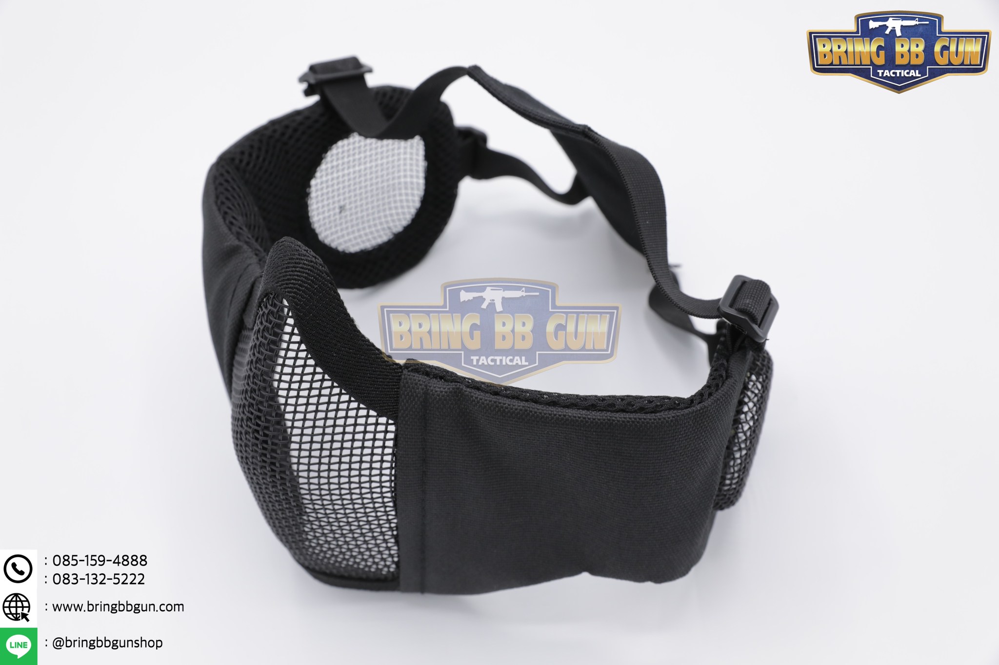 หน้ากากตะแกรงครึ่งหน้า รุ่นแก้มผ้ามีที่ปิดหู