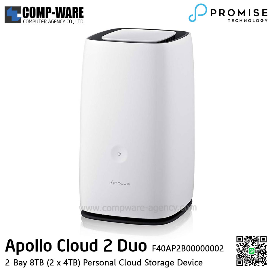 PROMISE Apollo Cloud 2 Duo Storage (2-Bay) 8TB (2 x 4TB) (256MB RAM) 3.5inch SATA - F40AP2B00000002