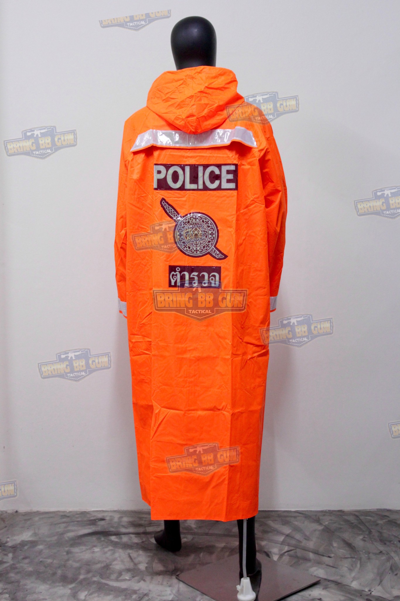 เสื้อโค้ดกันฝน Police (เสื้อโค้ดกันในตำรวจ) (Raincoat) (มีแถบสะท้อนแสงด้านหลัง) (ชุดกันฝน) (เสื้อคลุม) (เสื้อกันฝน) (เสื้อกันฝนรถจักรยานยนต์) (งานจราจร) (สายตรวจ) (กันฝน) (หน้าฝน) (เดินป่า) (ขี่มอเตอร์ไซค์)