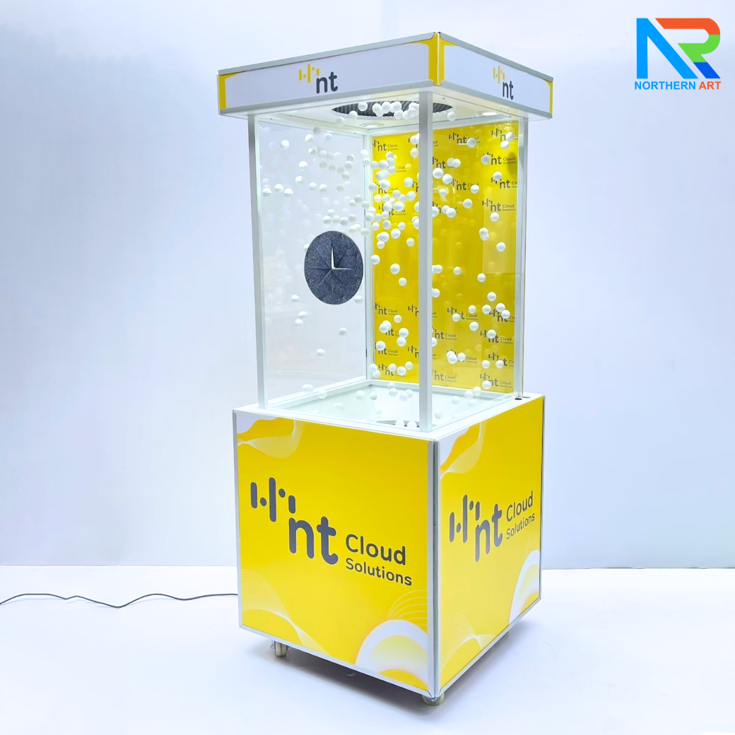 เช่าเกมส์ตู้ลม เช่าตู้ลมจับรางวัล (W)70 x (L)70 X (H)185 cm.พร้อมงานพิมพ์สติ๊กเกอร์ ไม่รวมบอลโฟม