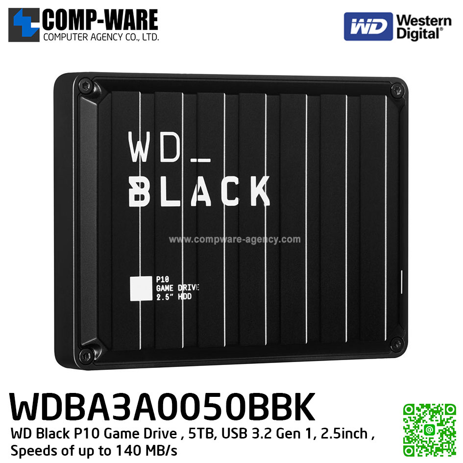 WD Black P10 Game Drive, 5TB, USB 3.2 Gen 1, 2.5inch , Speeds of up to 140 MB/s ( WDBA3A0050BBK-WESN )