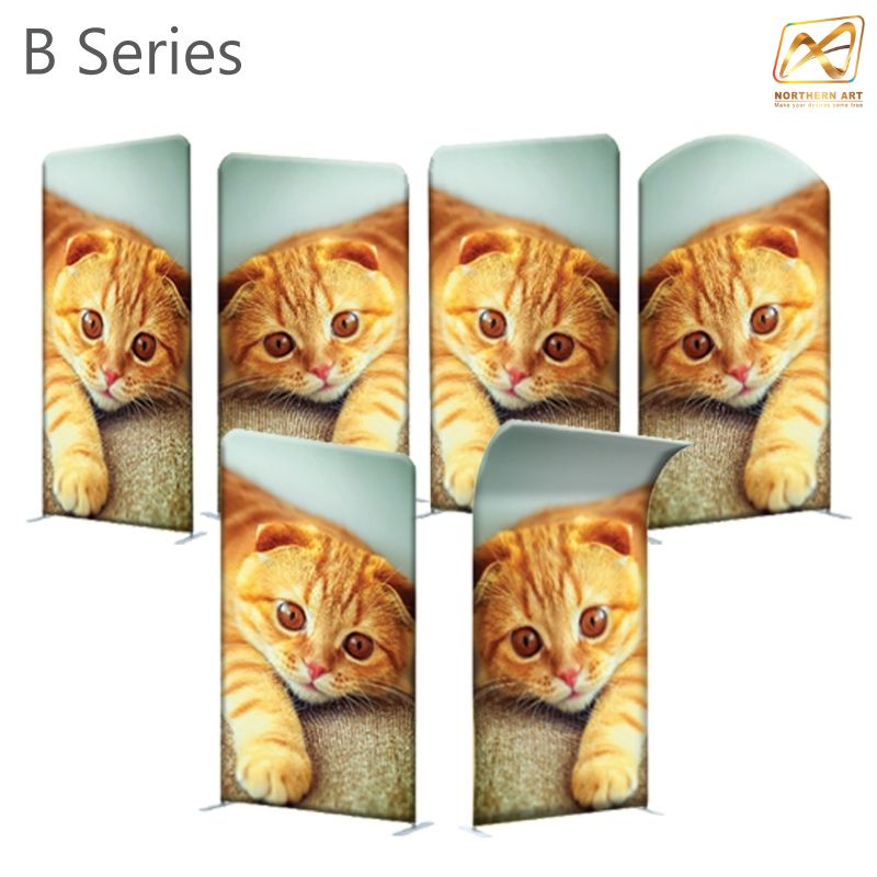 แบคดรอปผ้า รุ่นB series ขนาด (W)150 cm. x (H)228 – 324.6 cm. โครงอะลูมิเนียม ถอดประกอบได้ พร้อมกระเป๋าใส่อุปกรณ์