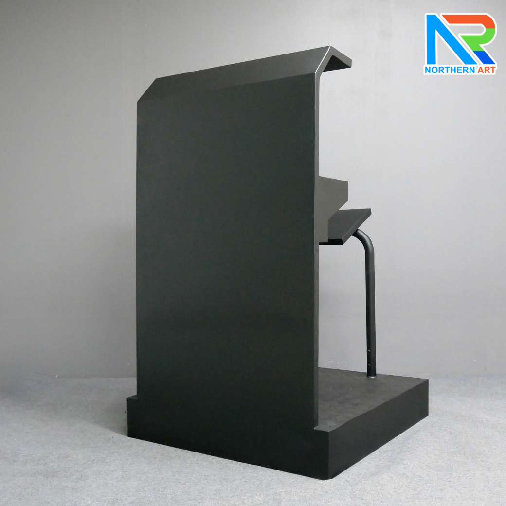 โพเดียมรปภ. เหล็ก ขนาด (W) 85 x (L) 87 (H) 135 ซม. พร้อมชั้นวางเอกสาร พื้นเหล็กลายตีนเป็ดกันลื่น แข็งแรงทนทาน