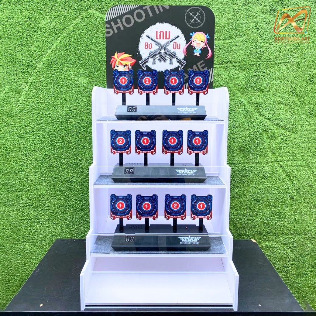 เกมส์ยิงเป้าตั้งโต๊ะ ขนาด (W)40 x (D)40 x (H)90 cm. พร้อมเป้านิ่ง 4 แผ่น 3 ชุด และปืนกระสุนโฟม 1 กระบอก