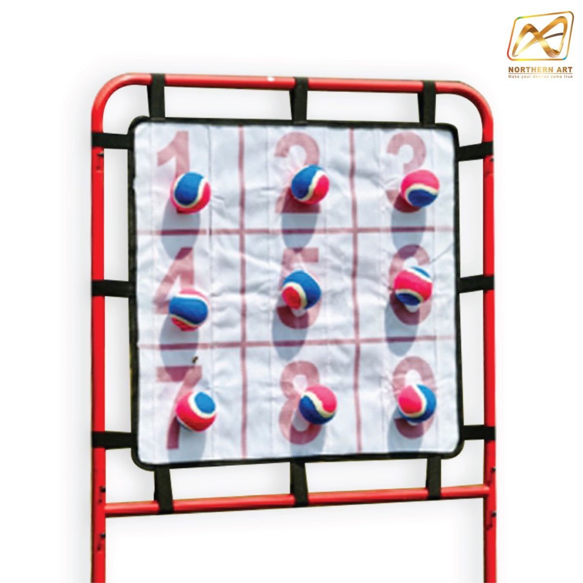 เกมส์ปาบอล ตั้งพื้น ขนาด (W)66 x (H)117 cm.ถอดประกอบได้ พร้อมลูกบอล 12 ลูก เล่นสนุกทุกที่ทุกเวลา