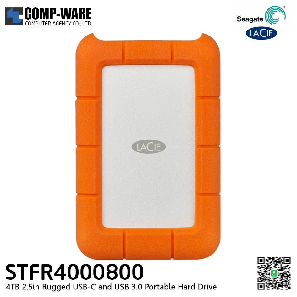 Seagate LaCie 4TB 2.5in Rugged USB-C and USB 3.0 Portable Hard Drive - STFR4000800