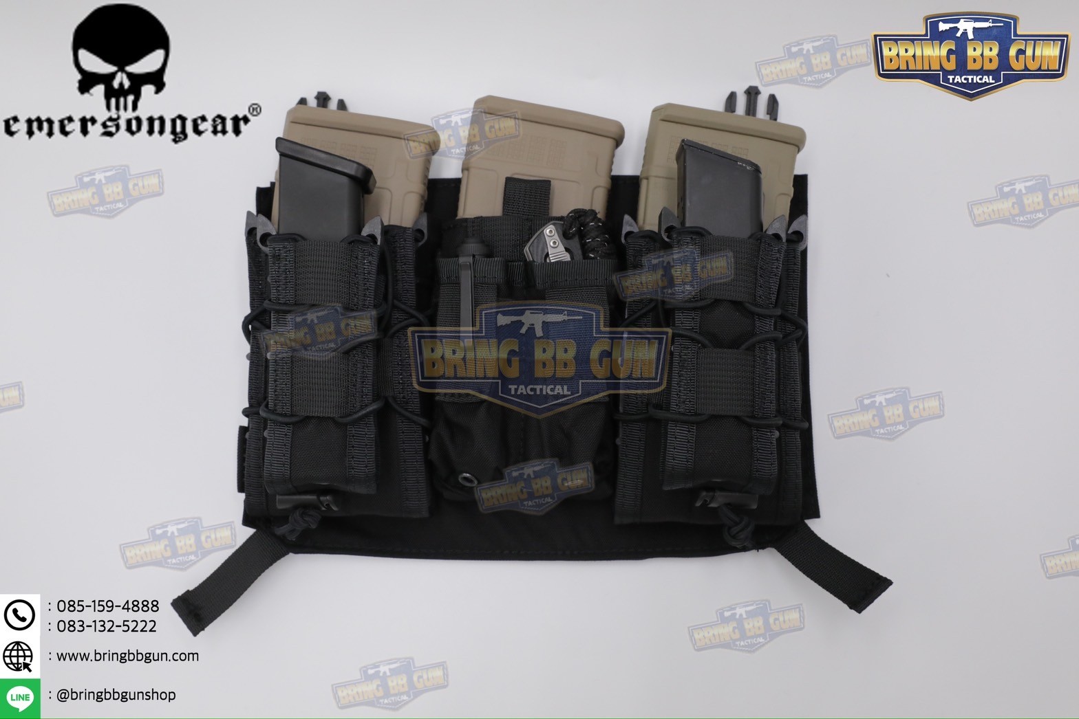 เพ้าแม็กกาซีน5.56พร้อมเพ้าแม็กกาซีนปืนสั้น ระบบ Velcro Front Panel ขนาดก้ามปู 3cm.ยี่ห้อ Emerson (Attacker Panel for 420) (Velcro Front Panel)