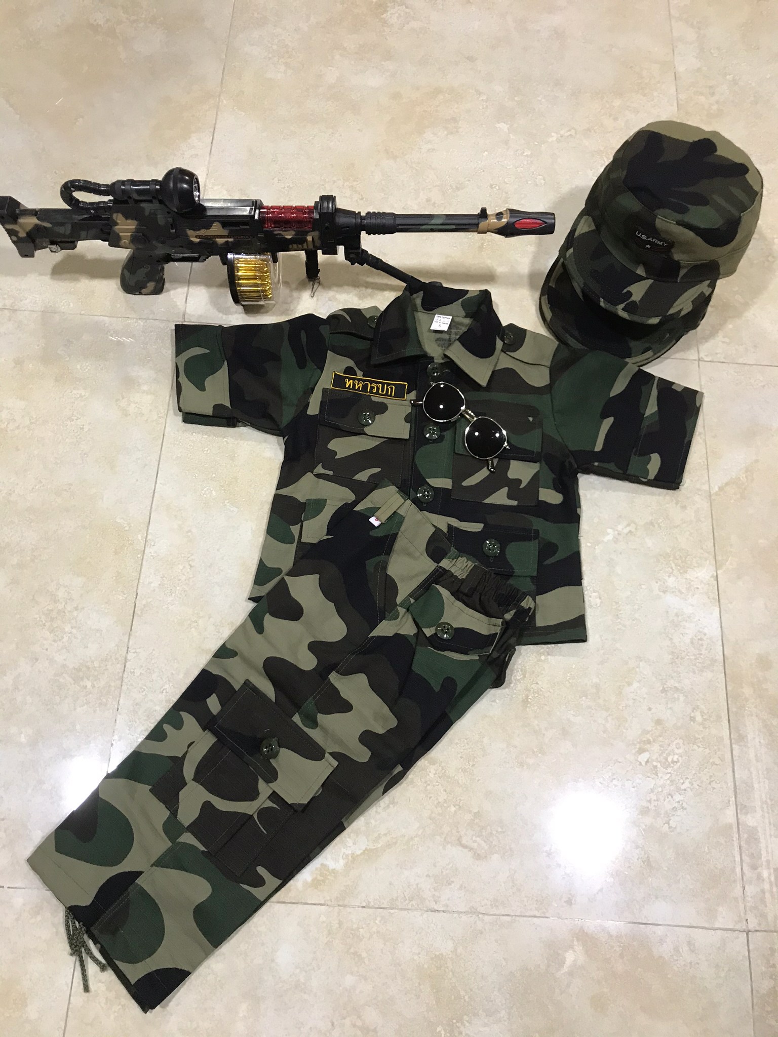 NNandNN Shop 8 0009 ชุดเวสท์ 2 ท่อน ชาย ลายพราง.บก อ่อน