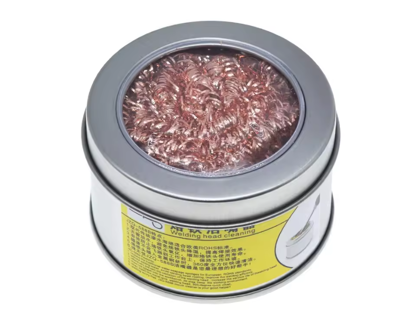 อุปกรณ์ทำความสะอาดหัวบัดกรี Desoldering soldering iron mesh filter cleaning nozzle tip copper wire ball clean ball dross box