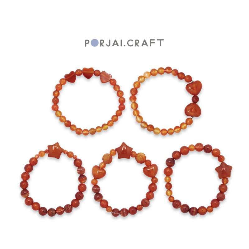 Carnelian Beaded Bracelets สร้อยข้อมือคาร์เนเลี่ยน