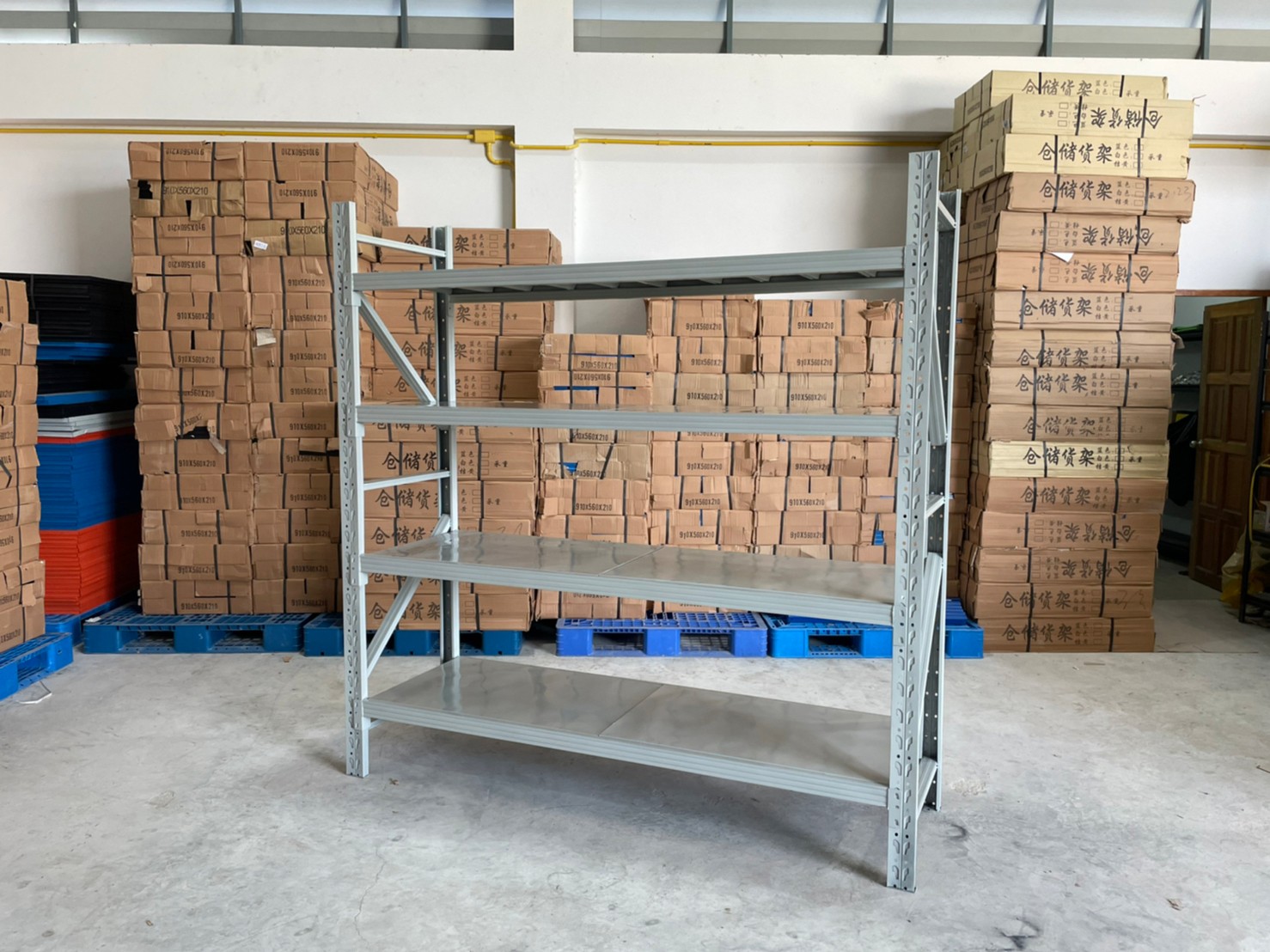 ชั้นเหล็กวางสินค้า Micro Rack 200x200x60cm. สีขาว(อมเทา)