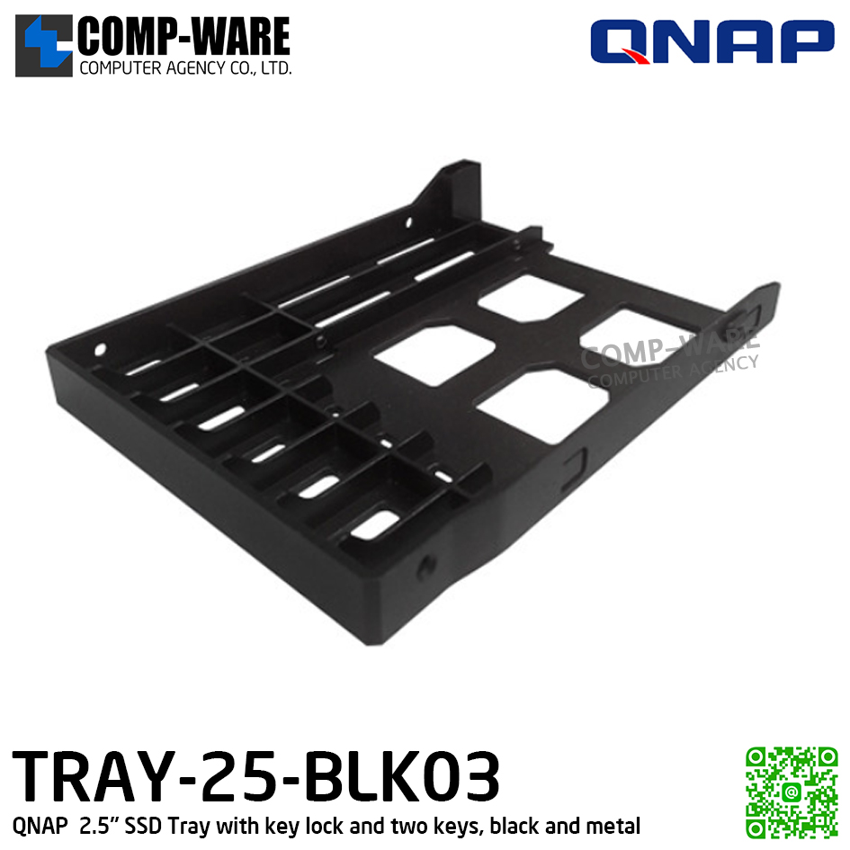 QNAP TRAY-25-BLK03 2.5" SSD Tray with Key Lock and Two Keys, Black and Metal - รับประกัน 1 ปี - SPARE PART