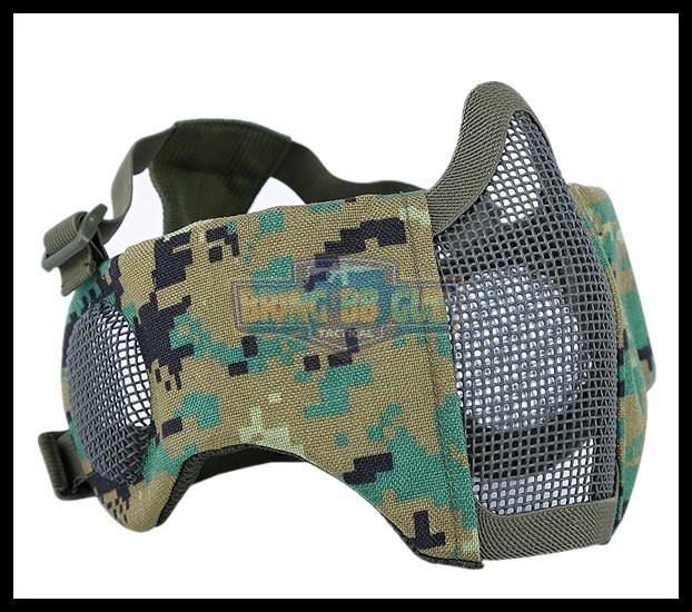 หน้ากากตะแกรงครึ่งหน้า รุ่นแก้มผ้ามีที่ปิดหู