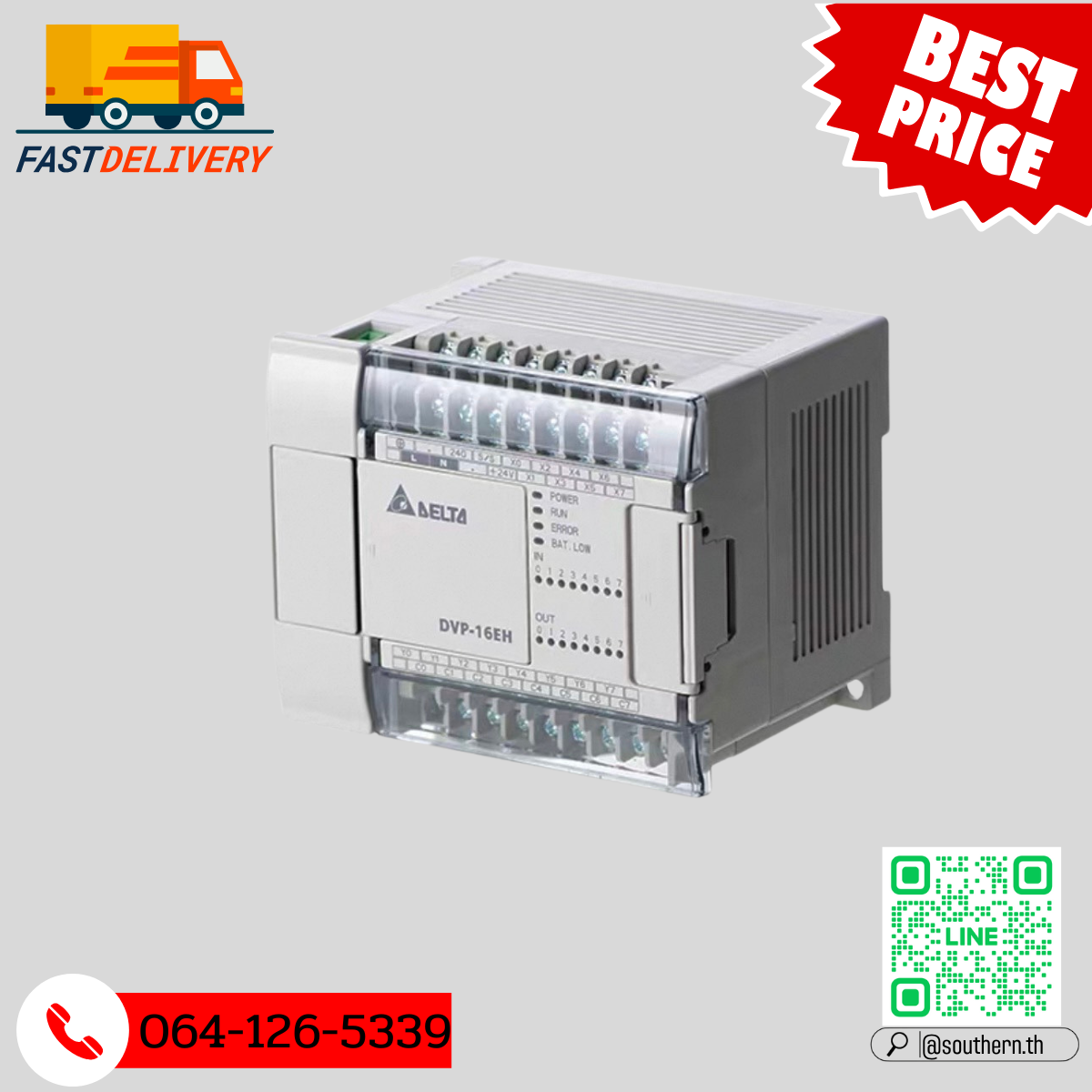 Delta PLC DVP16EH00T3 8DI/8DO 220V (Transistor)