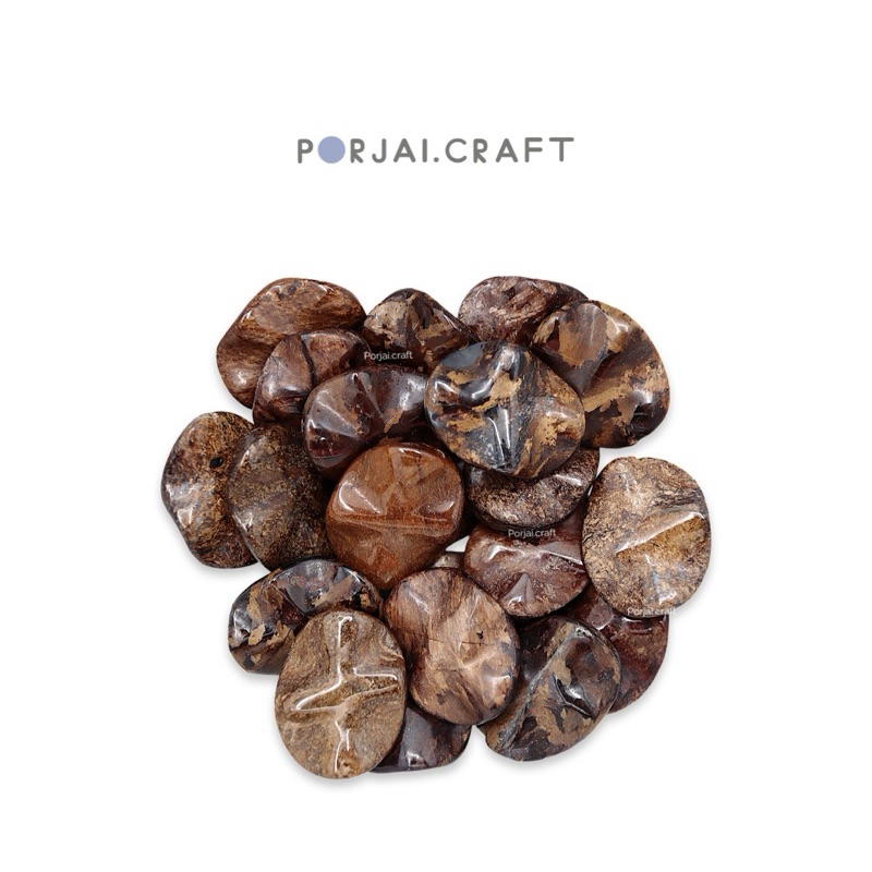 Waved Oval Bronzite Bead ลูกปัดบรอนไซต์วงรี 21mm