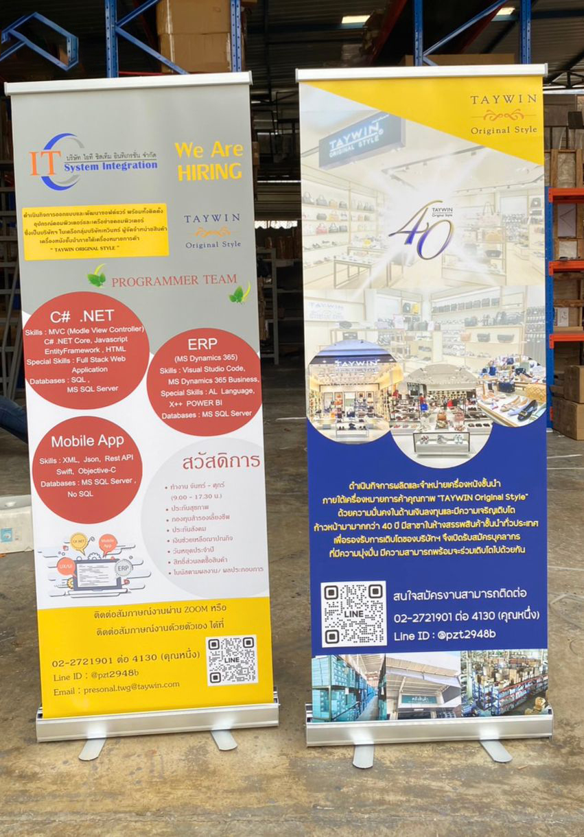 ROLL UP GRADE A โรลอัพ ขนาด 60x160 ซม. โครงสร้างอะลูมิเนียมทั้งชุด แข็งแรง ทนทาน ม้วนเก็บได้ พกพาสะดวก