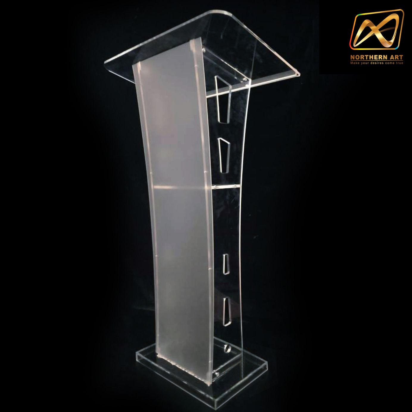 โพเดียม อะคริลิค เรืองแสงLED เปลี่ยนสีได้ พร้อมรีโมท ขนาด 60x40x114 cm.