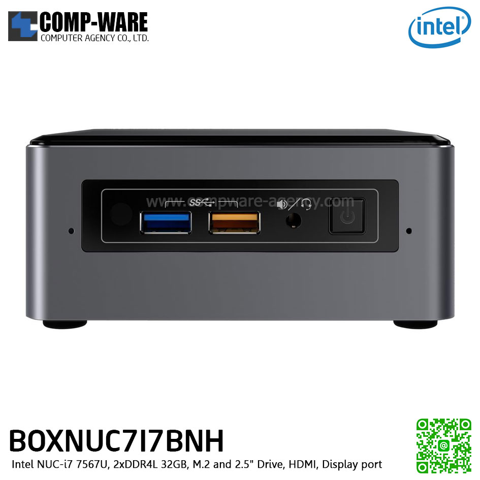 Intel NUC7I7BNH Mini PC NUC Kit - Intel NUC-i7 7567U, 2xDDR4L 32GB, M.2 and 2.5" Drive, HDMI, Display port. (BOXNUC7I7BNH)