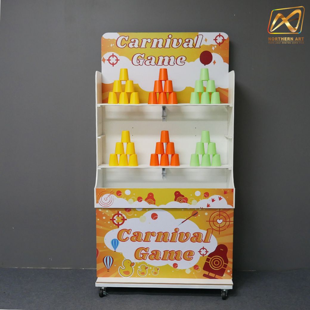 CARNIVAL GAME เกมส์ปาแก้ว ขนาดโครง (W) 90 x (L)50 x (H)176 cm. พร้อมแก้ว 36 ใบ และบอลโฟม 12 ลูก