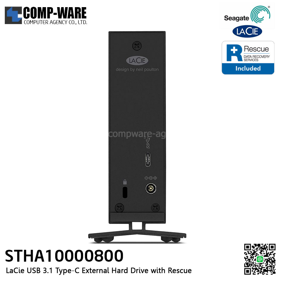 LaCie d2 Professional 10TB USB 3.1 Type-C External Hard Drive with Rescue Data Recovery Services - STHA10000800