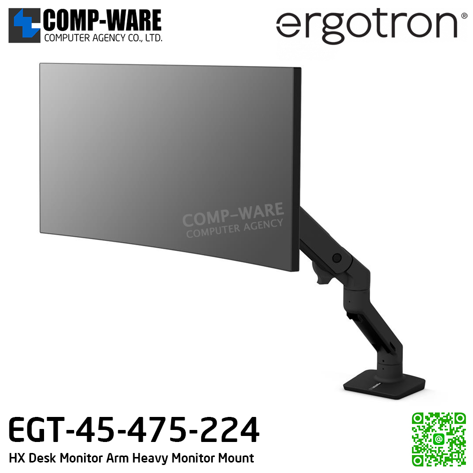 Ergotron HX Desk Monitor Arm (matte black) Heavy Monitor Mount EGT-45-475-224 (10Y Warranty)