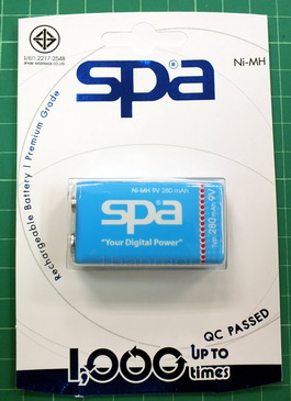 SPA battery ถ่านชาร์จ NiMh 9V - (6F22) 280 mAh