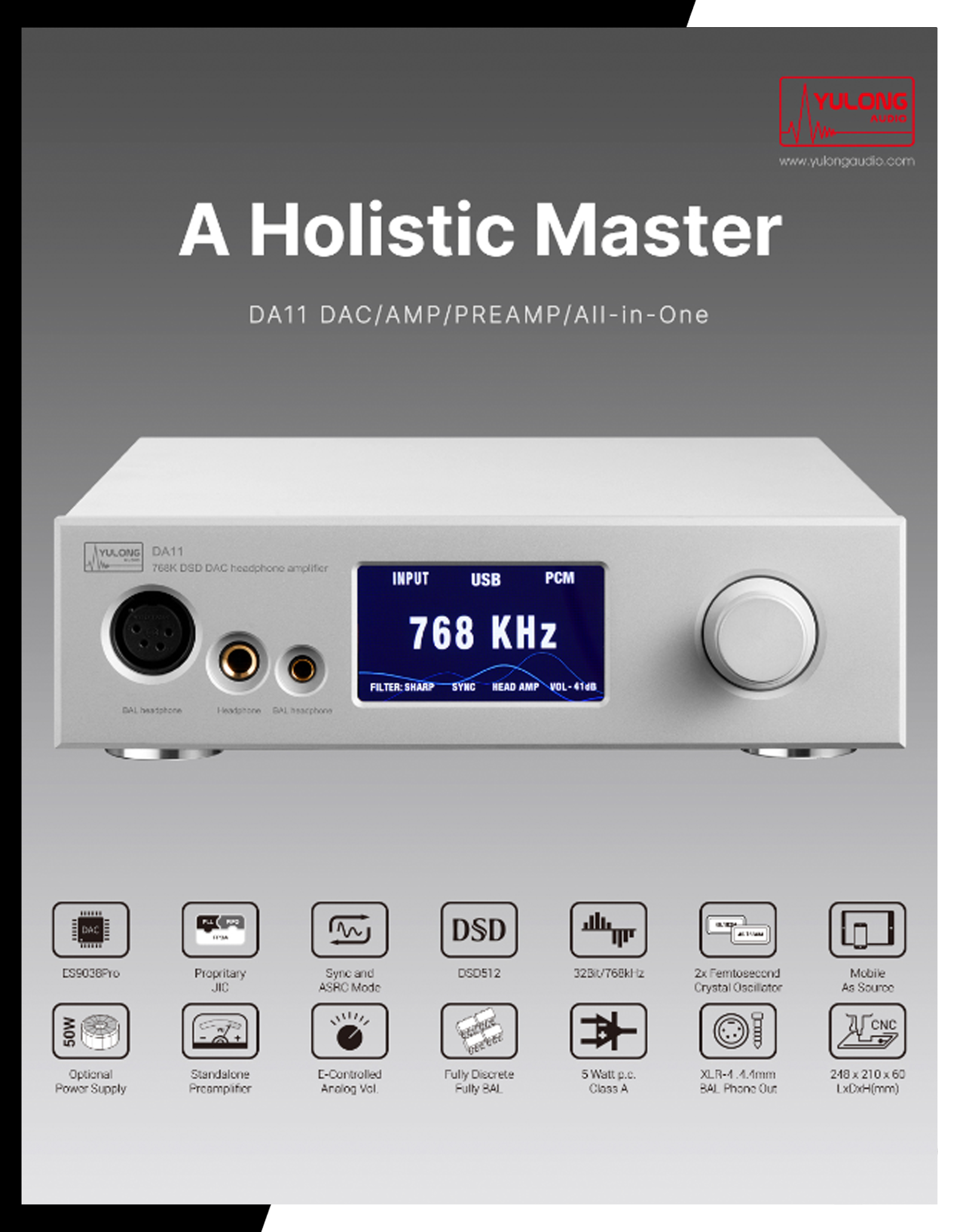 DAC/Headphone AMP | Yulong DAART - DA11 | ES9038PRO Desktop DAC & Headphone Amplifier