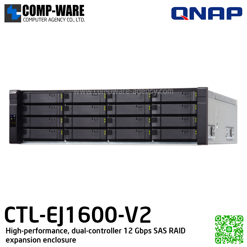 QNAP EJ1600 v2 High-performance, dual-controller 12 Gbps SAS RAID expansion enclosure