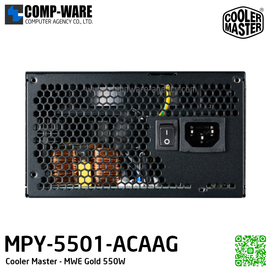 Cooler Master PSU MWE Gold 550W, Fix Cable, 80 Plus Gold, รับประกัน 5ปี MPY-5501-ACAAG