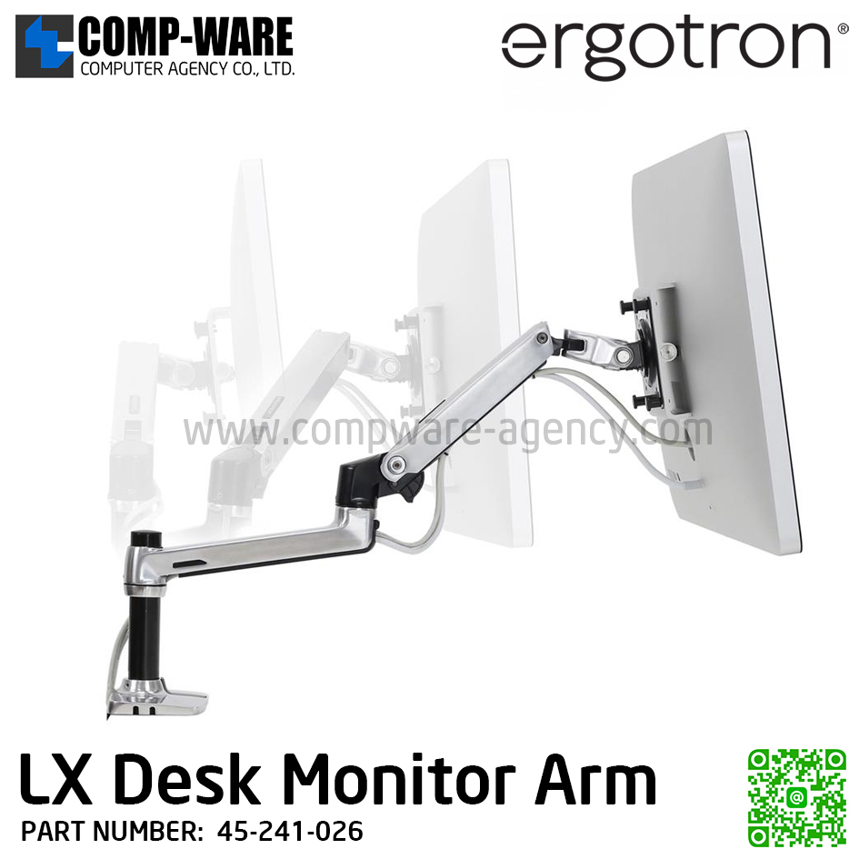 Ergotron LX Desk Mount LCD Monitor Arm (polished aluminum) EGT-45-241-026 (10Y Warranty)