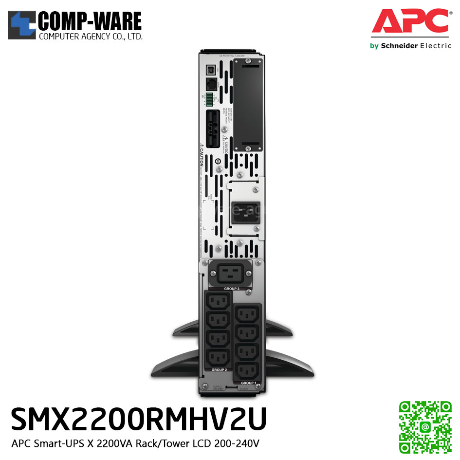 APC SMX Series Smart-UPS X 2200VA Rack/Tower convertible,LCD ,200-240V , SmartSlot สำหรับใส่ network card (Option) รองรับbattery pack สูงสุด 10 pack APC-SMX2200RMHV2U