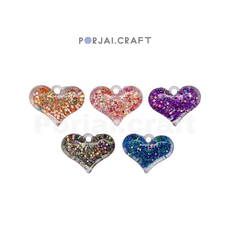 จี้หัวใจกากเพชร Heart pendants 27mm