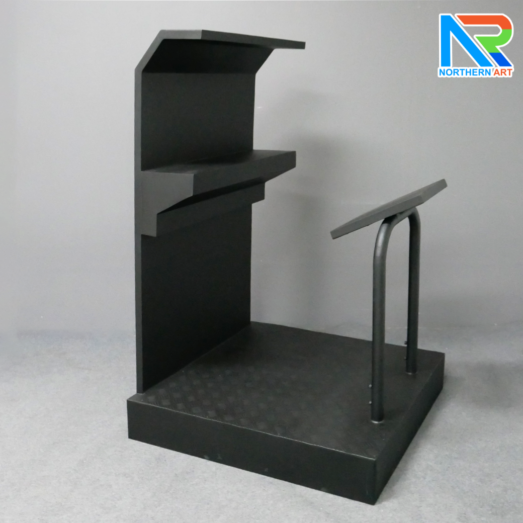 โพเดียมรปภ. เหล็ก ขนาด (W) 85 x (L) 87 (H) 135 ซม. พร้อมชั้นวางเอกสาร พื้นเหล็กลายตีนเป็ดกันลื่น แข็งแรงทนทาน