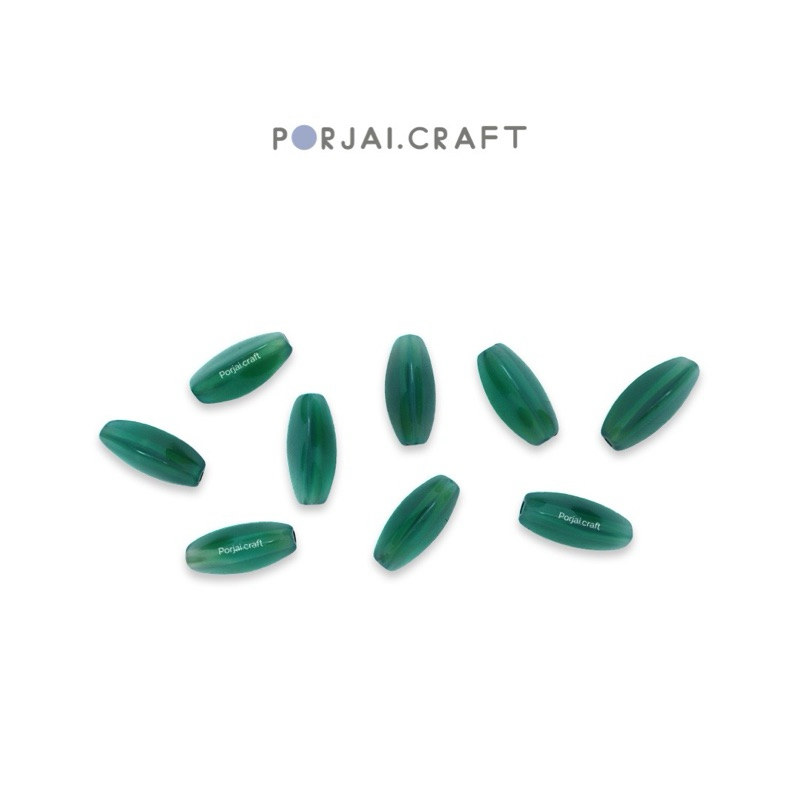 Green Agate Triangle Rice Beads ลูกปัดอาเกตสีเขียว 12mm
