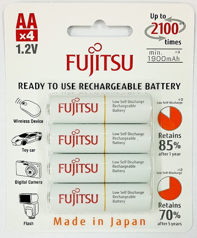 แบตเตอรี่ Fujitsu(sanyo) AA 2000mAh 2100รอบ x 4 ก้อน