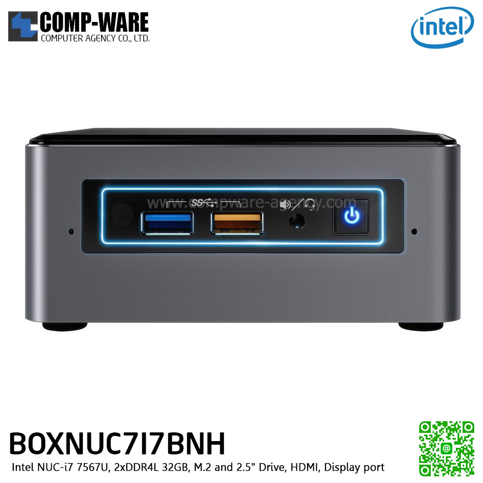 Intel NUC7I7BNH Mini PC NUC Kit - Intel NUC-i7 7567U, 2xDDR4L 32GB, M.2 and 2.5" Drive, HDMI, Display port. (BOXNUC7I7BNH)