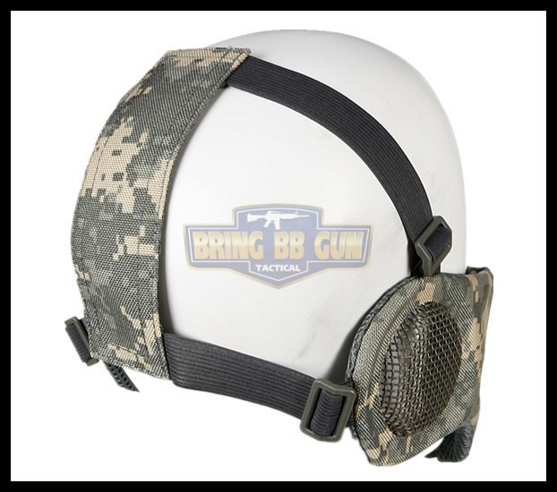 หน้ากากตะแกรงครึ่งหน้า รุ่นแก้มผ้ามีที่ปิดหู